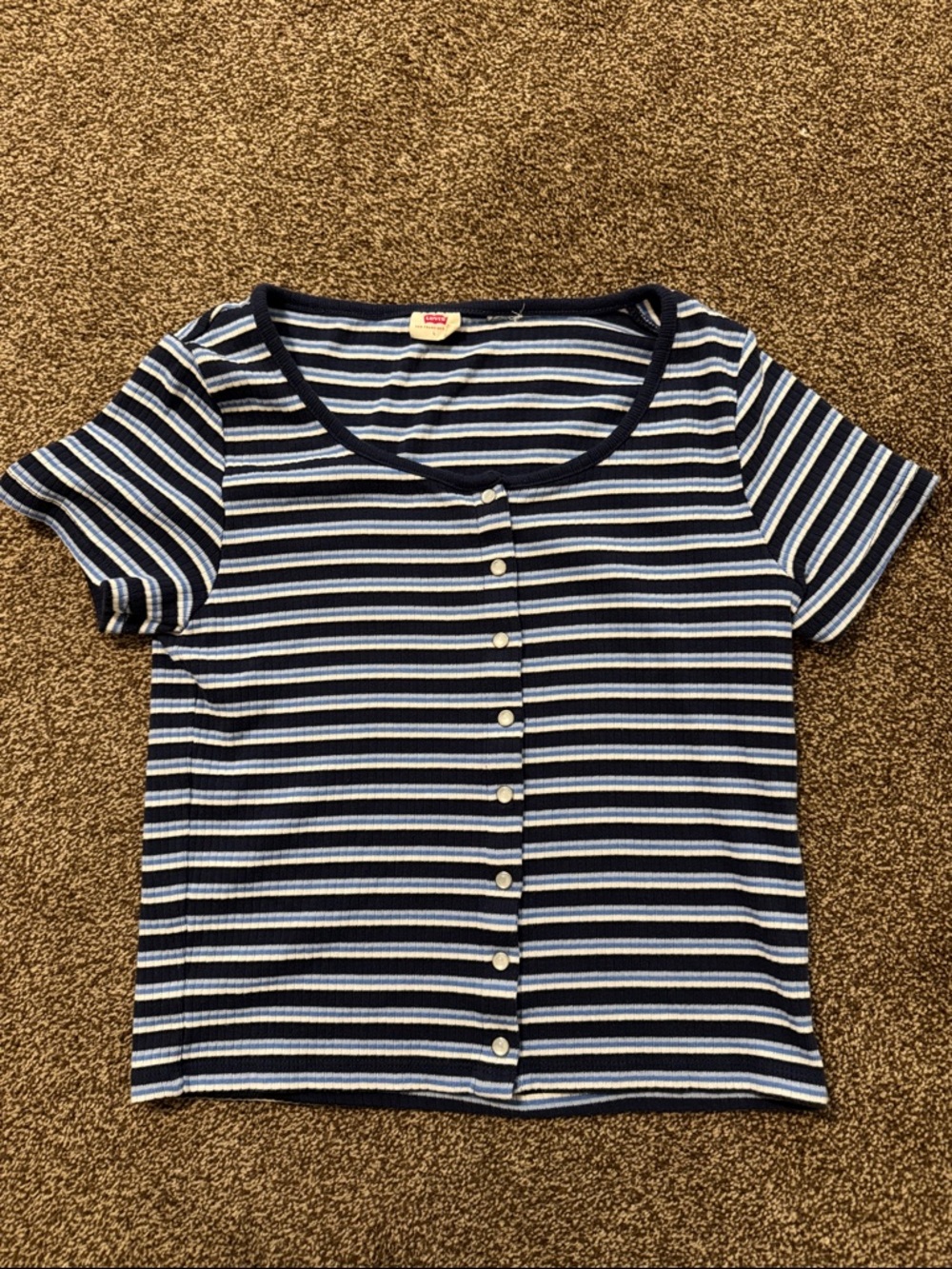 Levi's Navy & White Striped Button-Front Tee
